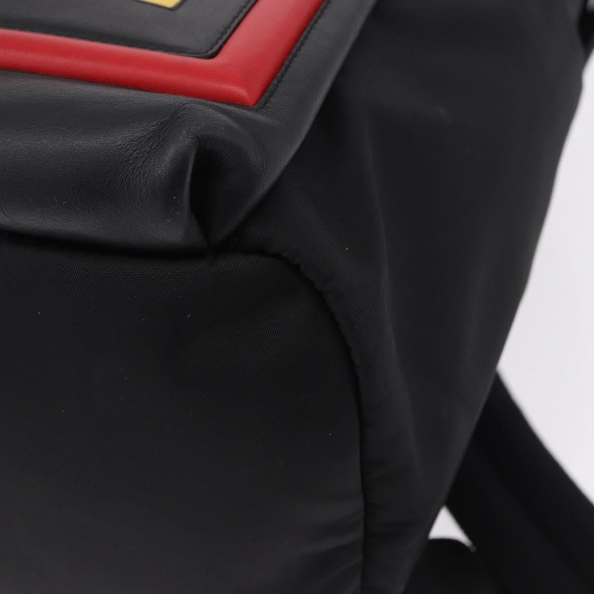Fendi Fiend Nylon with Printed Leather, Black, Nylon, Backpack