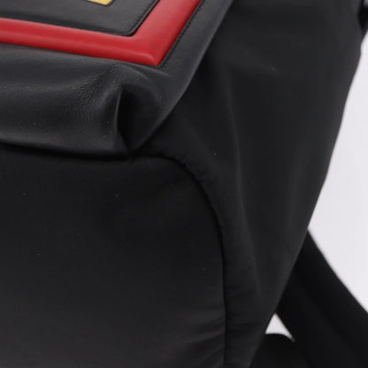 Fendi Fiend Nylon with Printed Leather, Black, Nylon, Backpack