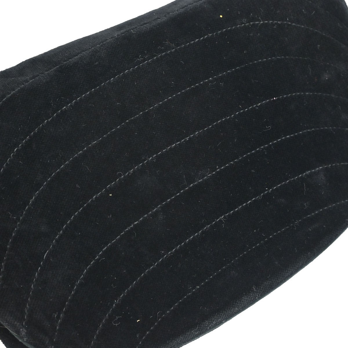 Chanel Vintage Crescent Flap Horizontal Quilted Velvet, Black, Velvet, Shoulder Bag