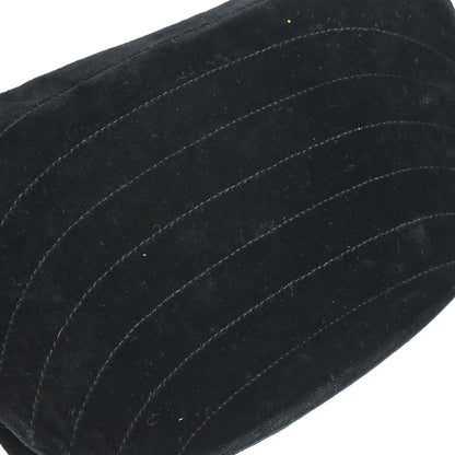 Chanel Vintage Crescent Flap Horizontal Quilted Velvet, Black, Velvet, Shoulder Bag