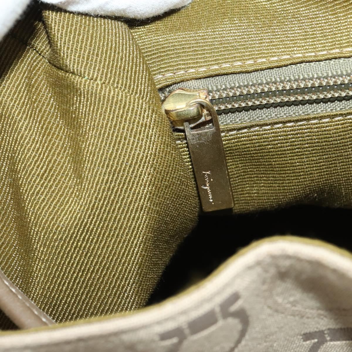 Salvatore Ferragamo Gancini Canvas, Beige, Canvas, Backpack