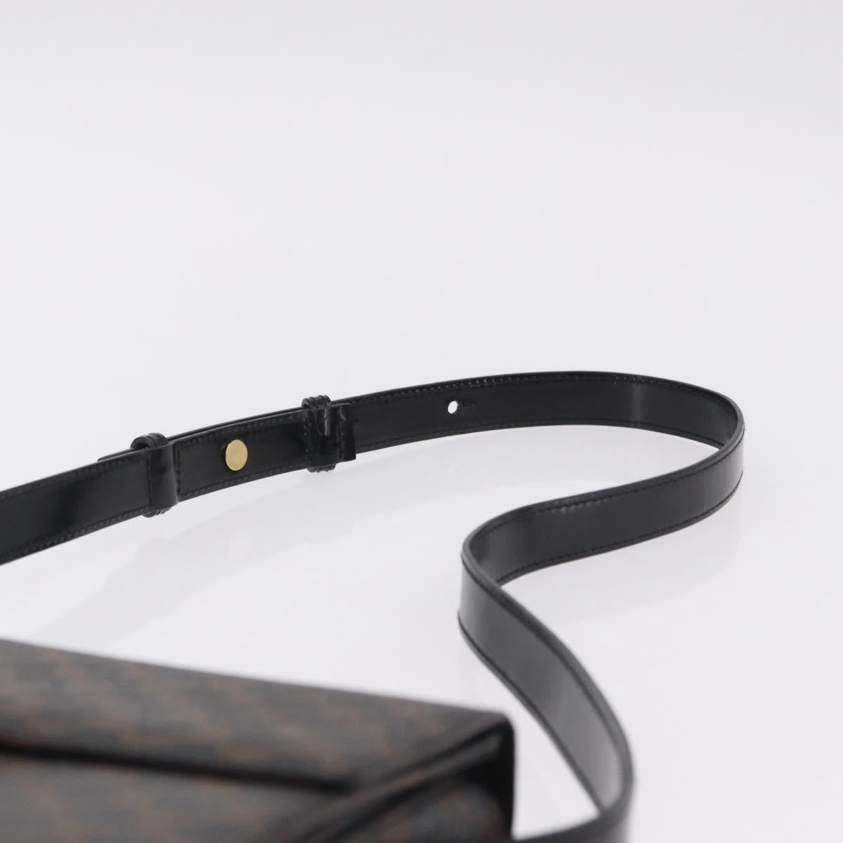 Celine Vintage Horse Carriage C Macadam Canvas and Leather, Black, Canvas, Shoulder Bag