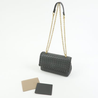 Bottega Veneta Olimpia Intrecciato Nappa, Gray, Leather, Crossbody Bag