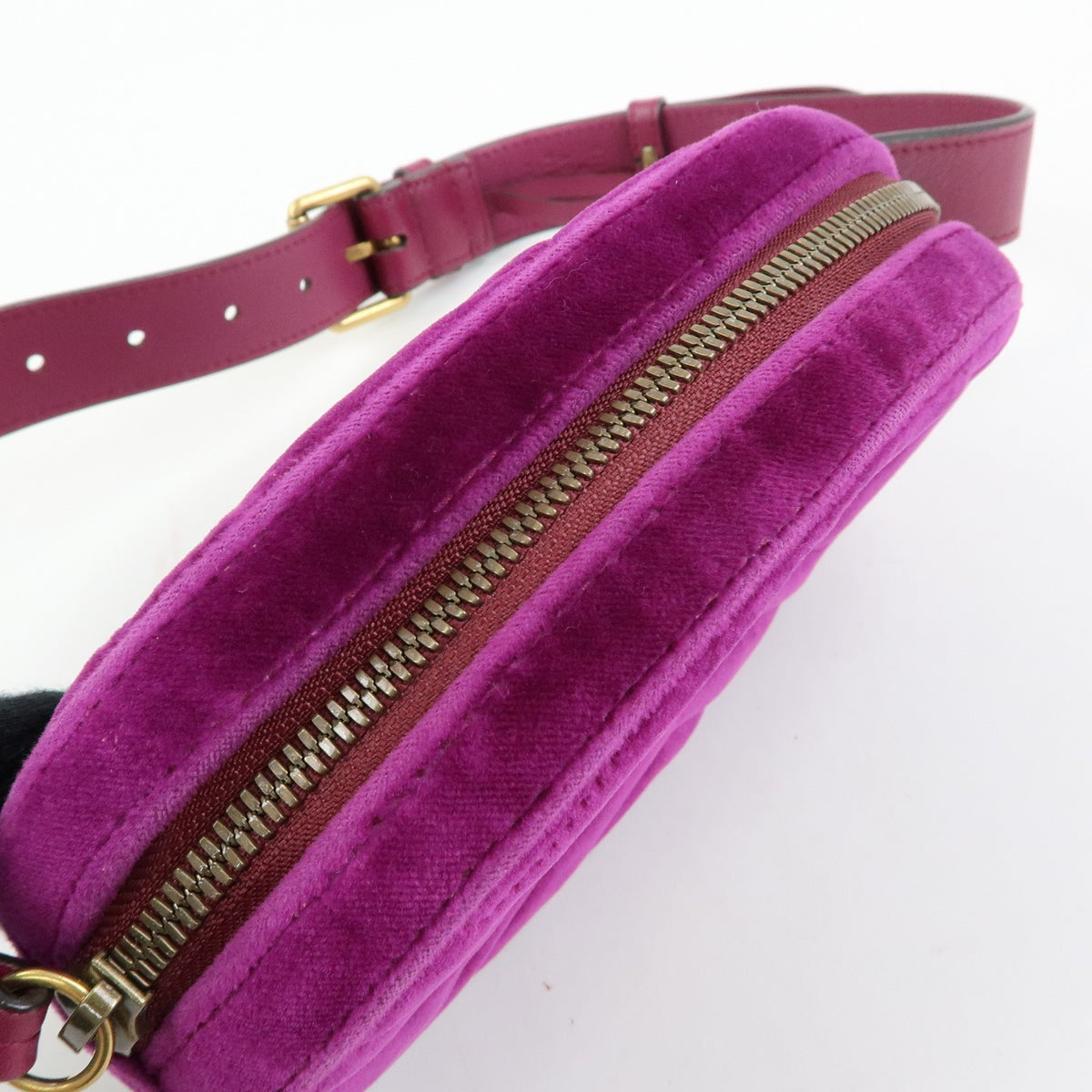 Gucci GG Marmont Belt Matelasse Velvet, Purple, Velvet, Handbag