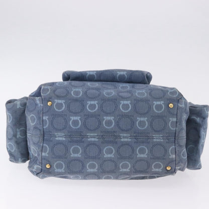 Salvatore Ferragamo Gancini Canvas, Navy, Canvas, Crossbody Bag