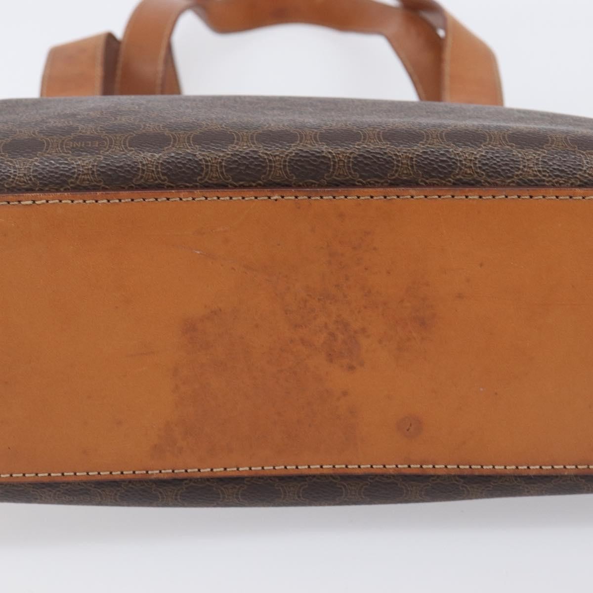 Celine Macadam Shoulder Leather, Brown, Canvas, Crossbody Bag