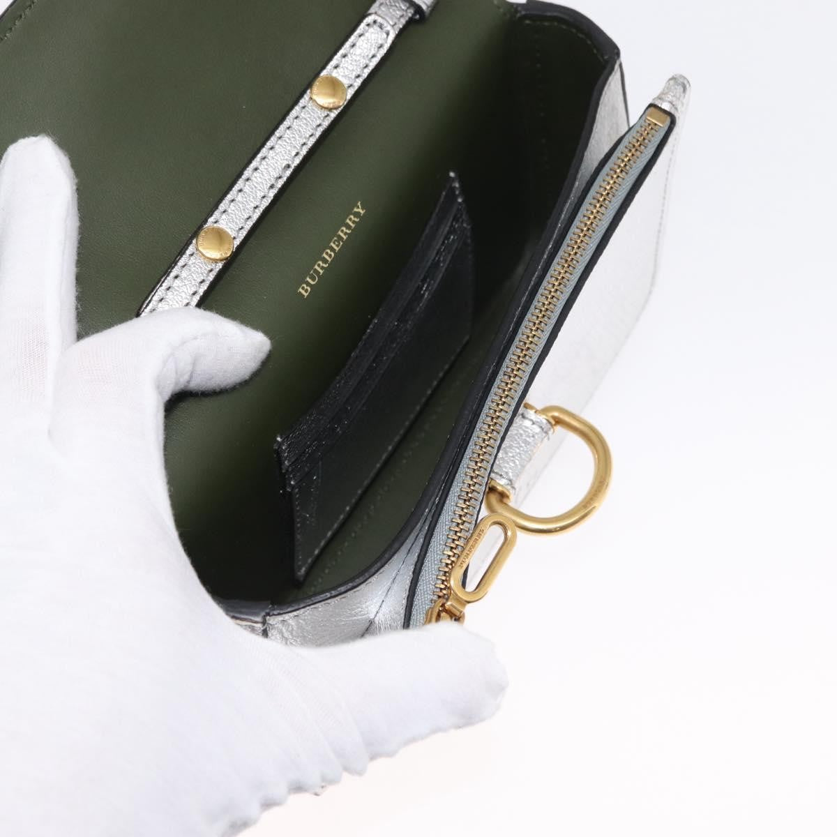 Burberry D-Ring Chain Leather, Silver, Leather, Shoulder Bag