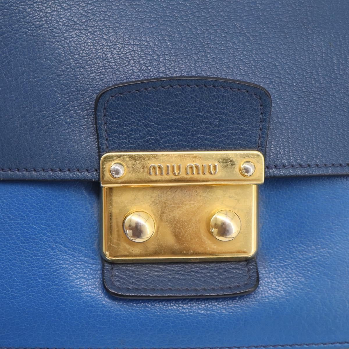Miu Miu Madras Top Handle Leather, Navy, Leather, Handbag