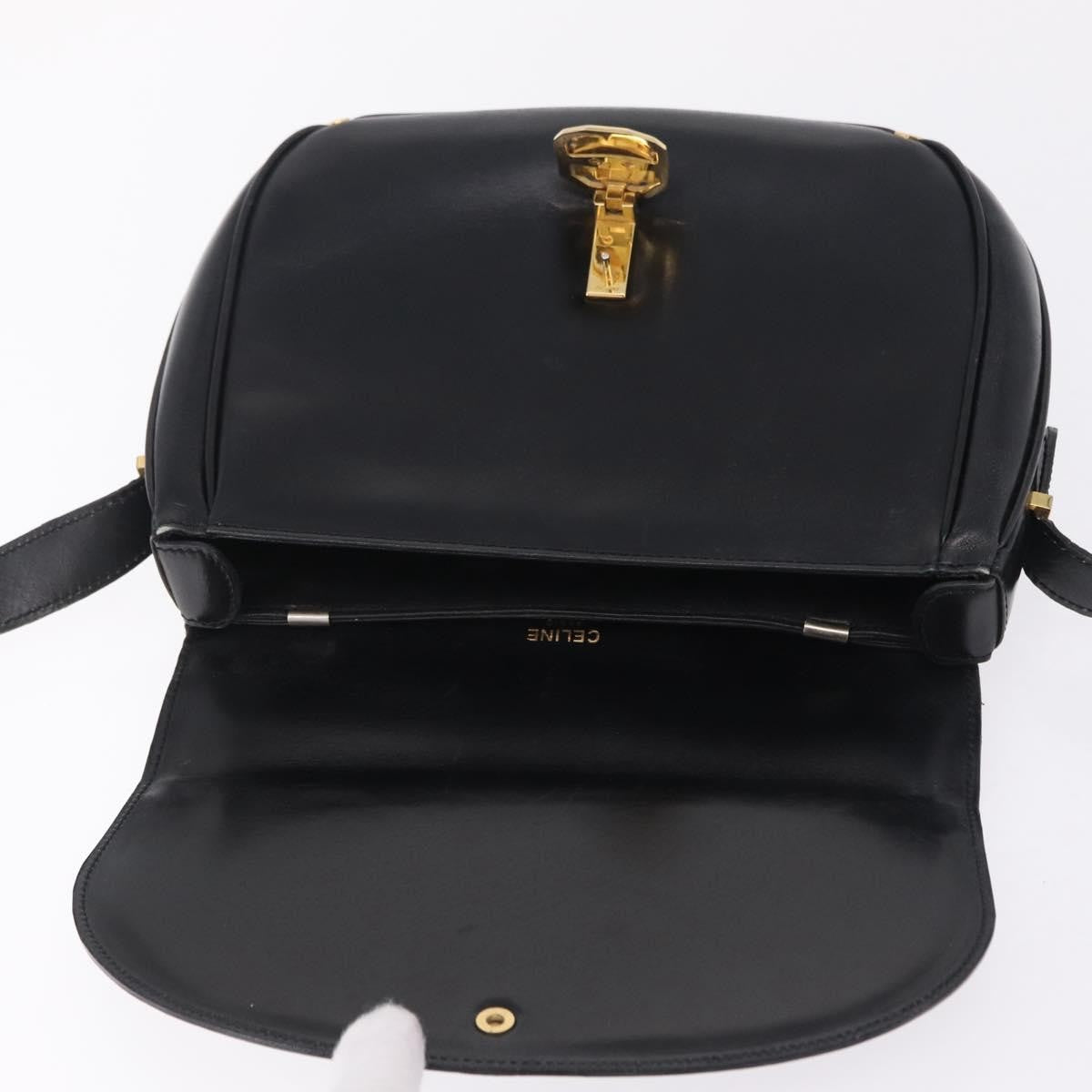 Celine Shoulder Leather, Black, Leather, Shoulder Bag
