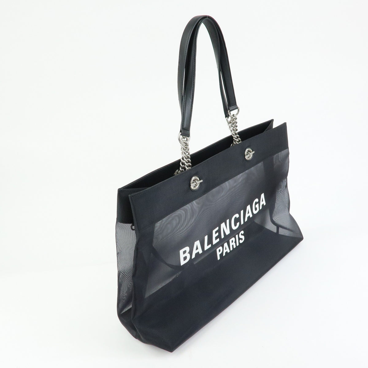 Balenciaga Duty Free Mesh with Leather, Black, Mesh, Tote Bag