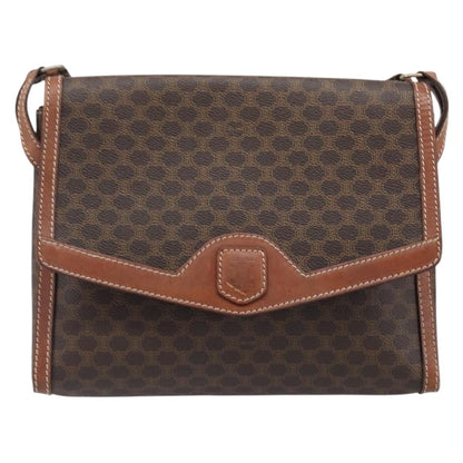 Celine Vintage Macadam Canvas and Leather, Brown, Canvas, Shoulder Bag
