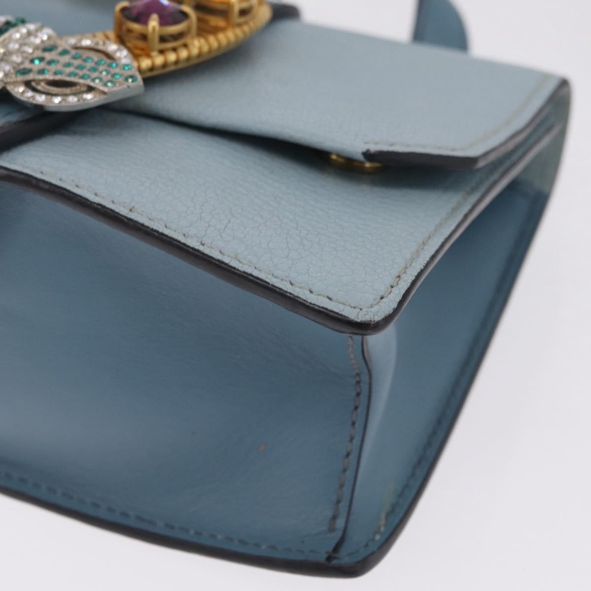 Miu Miu Madras Crystal Buckle Leather, Blue, Leather, Shoulder Bag