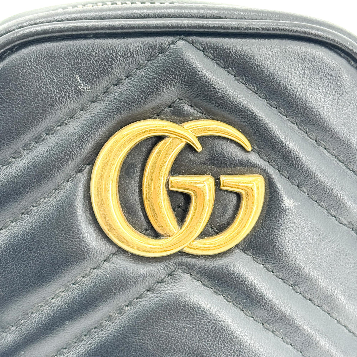 Gucci GG Marmont Matelasse Leather, Black, Leather, Shoulder Bag
