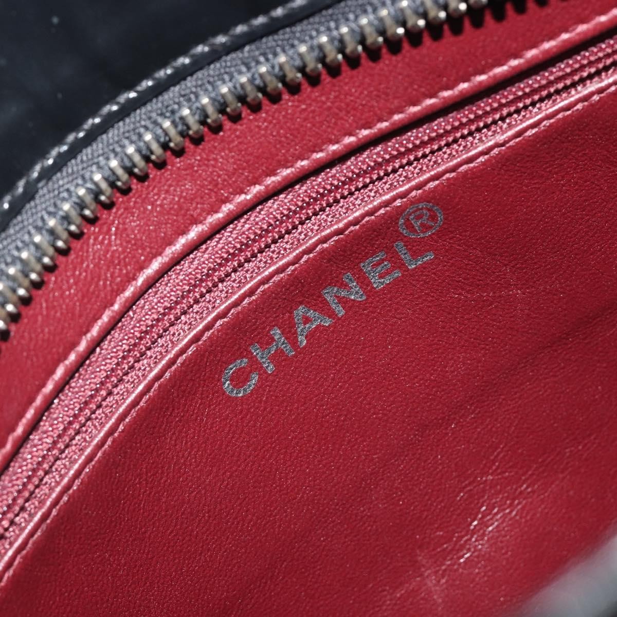 Chanel Vintage Embossed Logo Shoulder Patent, Black, Patent Leather, Tote Bag