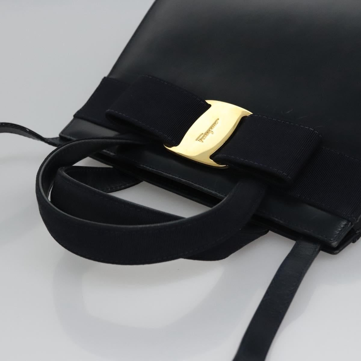 Salvatore Ferragamo Convertible Vara Bow Tote Leather, Navy, Leather, Handbag