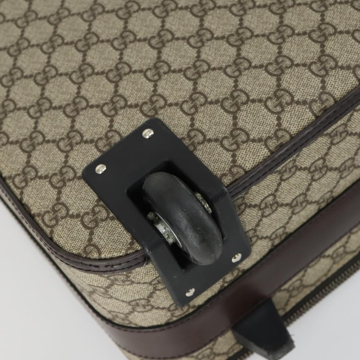 Gucci Web Trolley Rolling Luggage GG Coated Canvas, Beige, PVC, Travel Bag