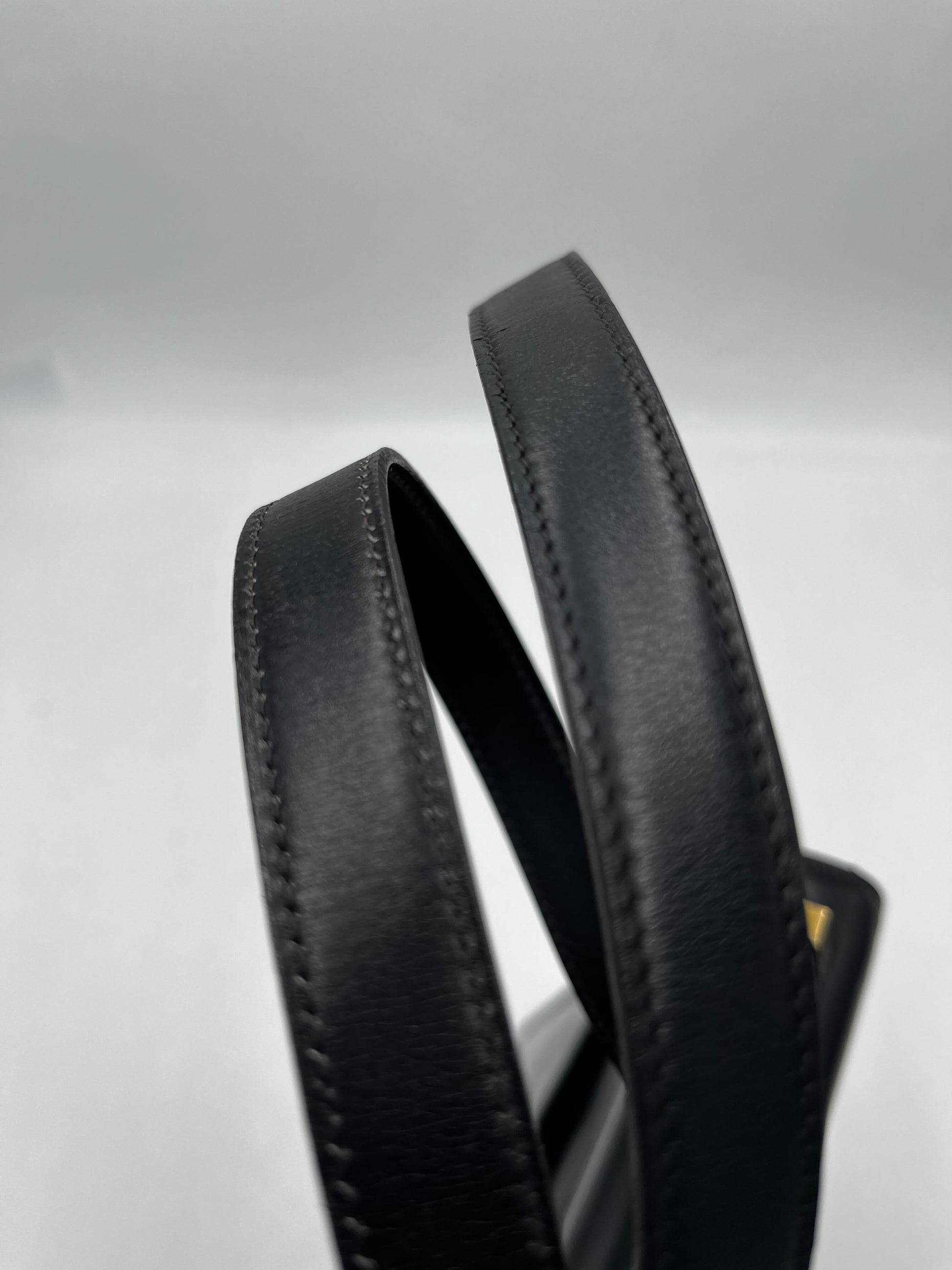 Hermes Depeche Shoulder Bag Courchevel, Black, Leather, Shoulder Bag