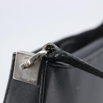 Salvatore Ferragamo Gancini Leather, Black, Leather, Shoulder Bag