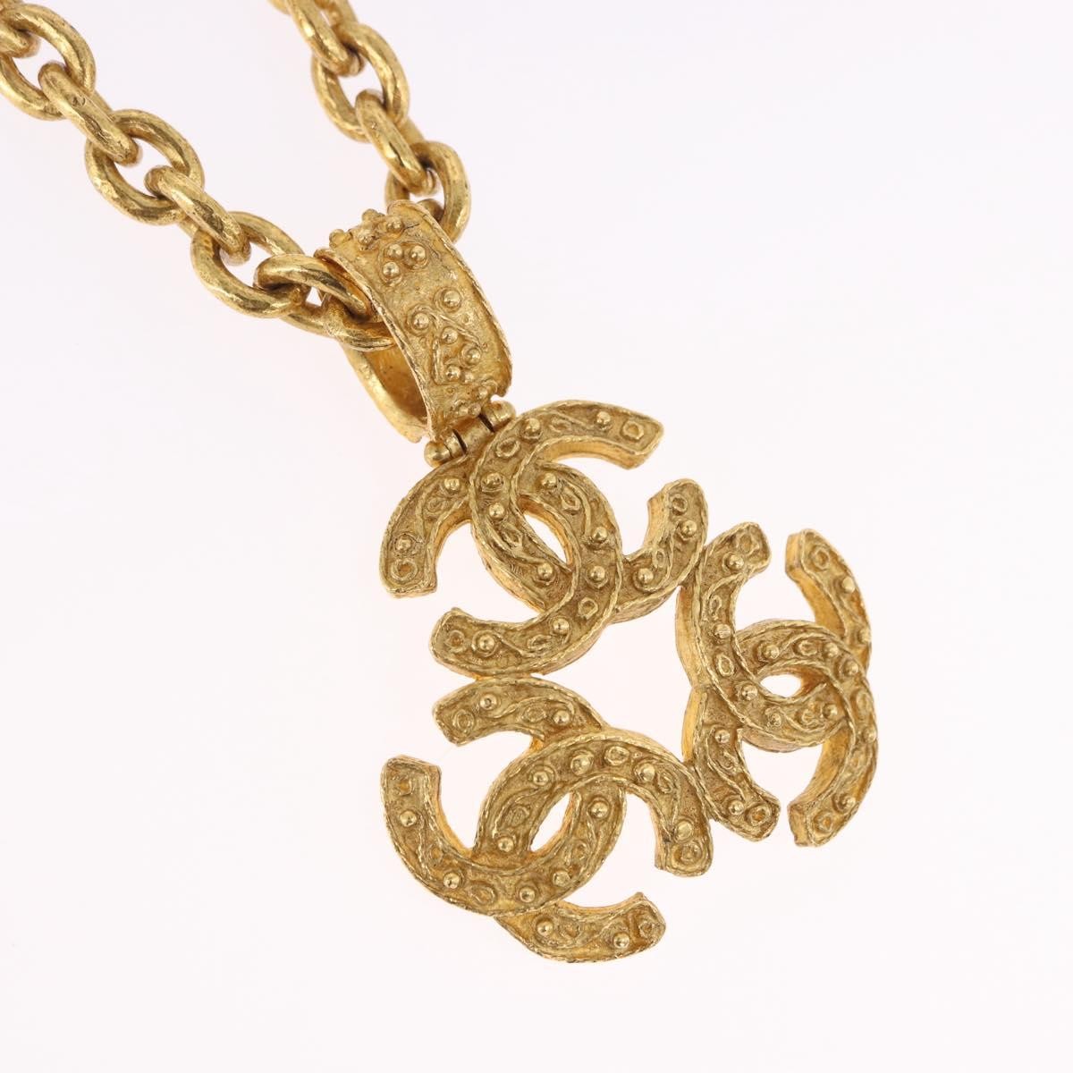 Chanel Vintage Triple CC Chain Metal, Gold, Metal, Necklace