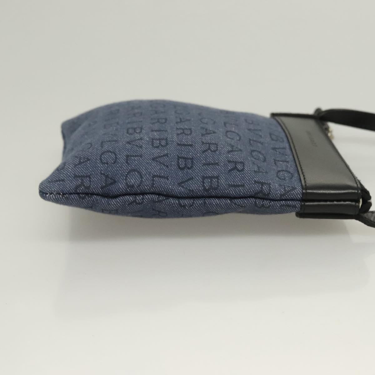 Bvlgari Logomania Canvas with Leather, Blue, Canvas, Shoulder Bag