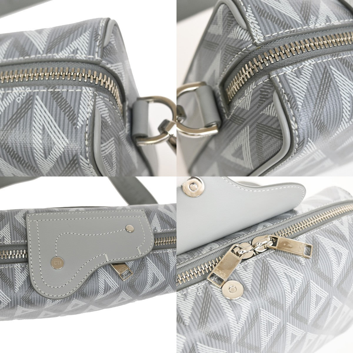 Christian Dior Lingot Messenger CD Diamond Coated Canvas, Gray, Canvas, Handbag