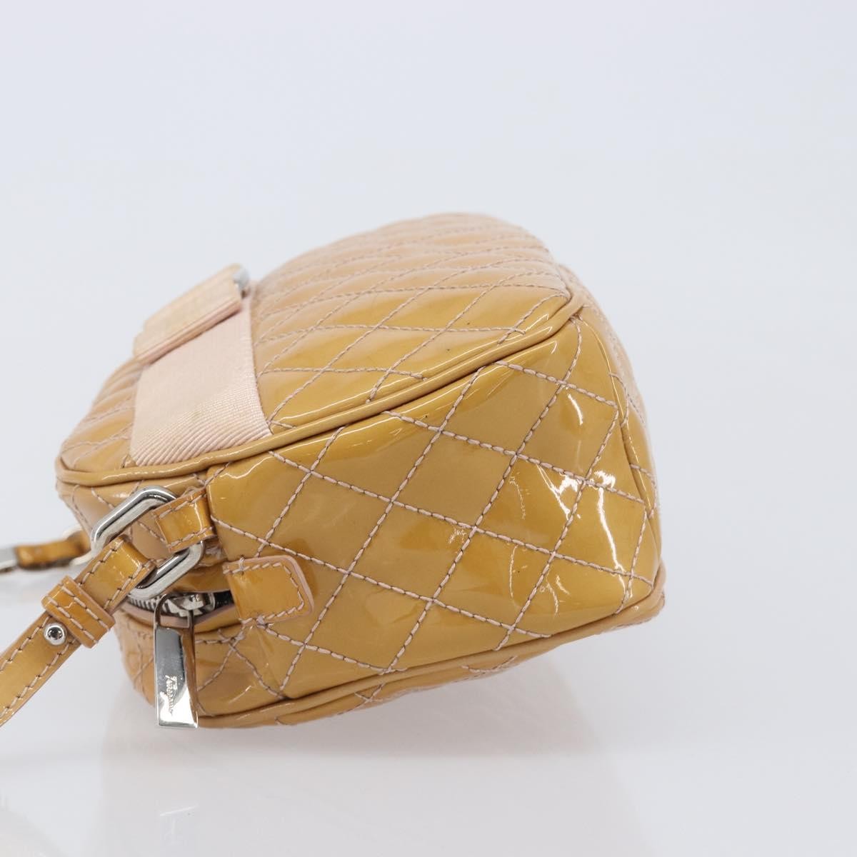 Salvatore Ferragamo Vala Patent Leather, Beige, Patent Leather, Shoulder Bag