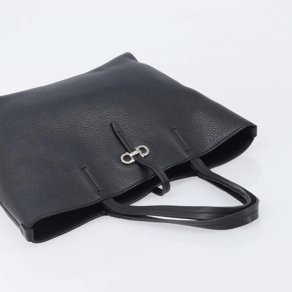 Salvatore Ferragamo Gancini Leather, Black, Leather, Handbag