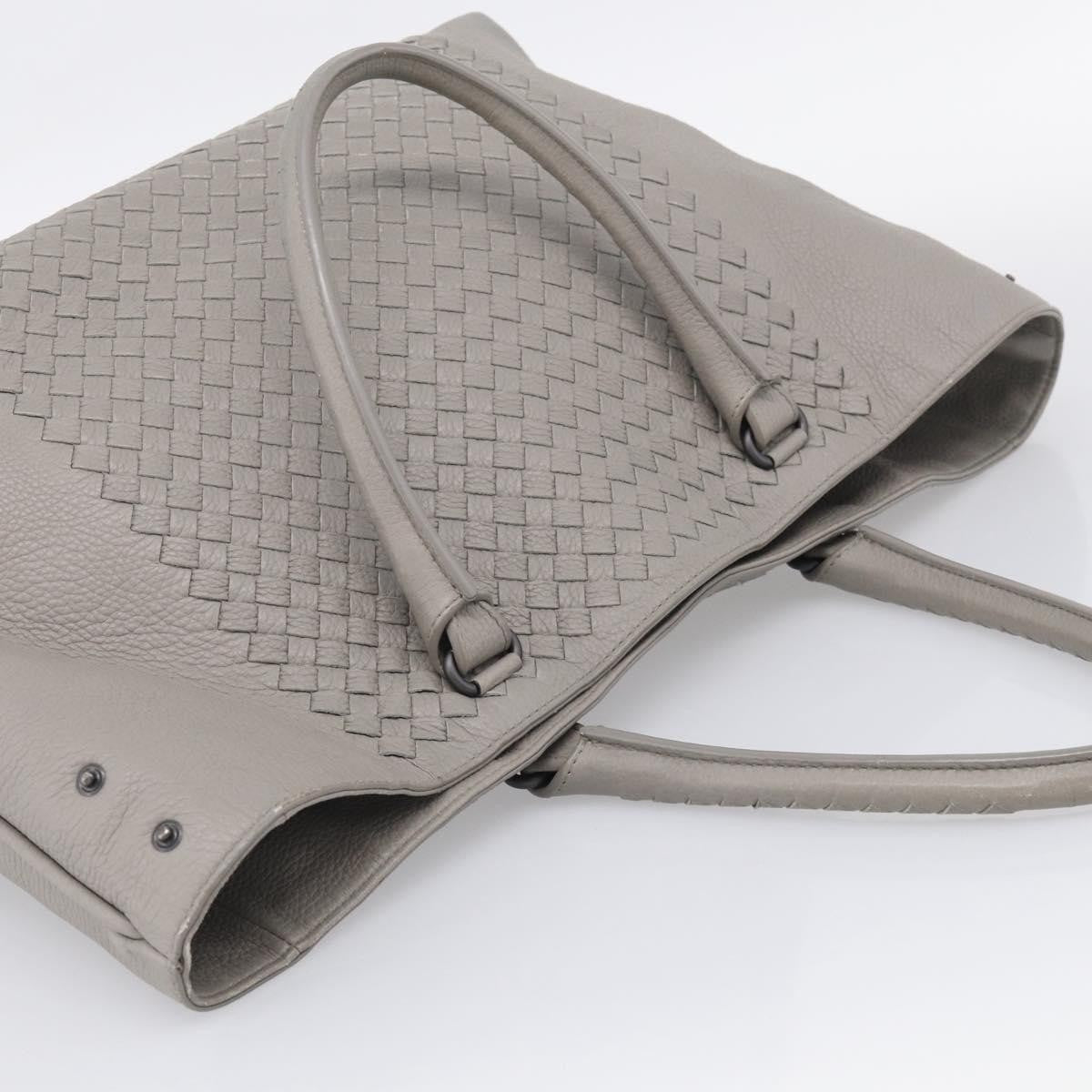 Bottega Veneta Side Snap Leather and Intrecciato Nappa, Gray, Leather, Tote Bag