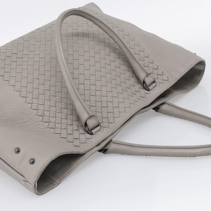 Bottega Veneta Side Snap Leather and Intrecciato Nappa, Gray, Leather, Tote Bag