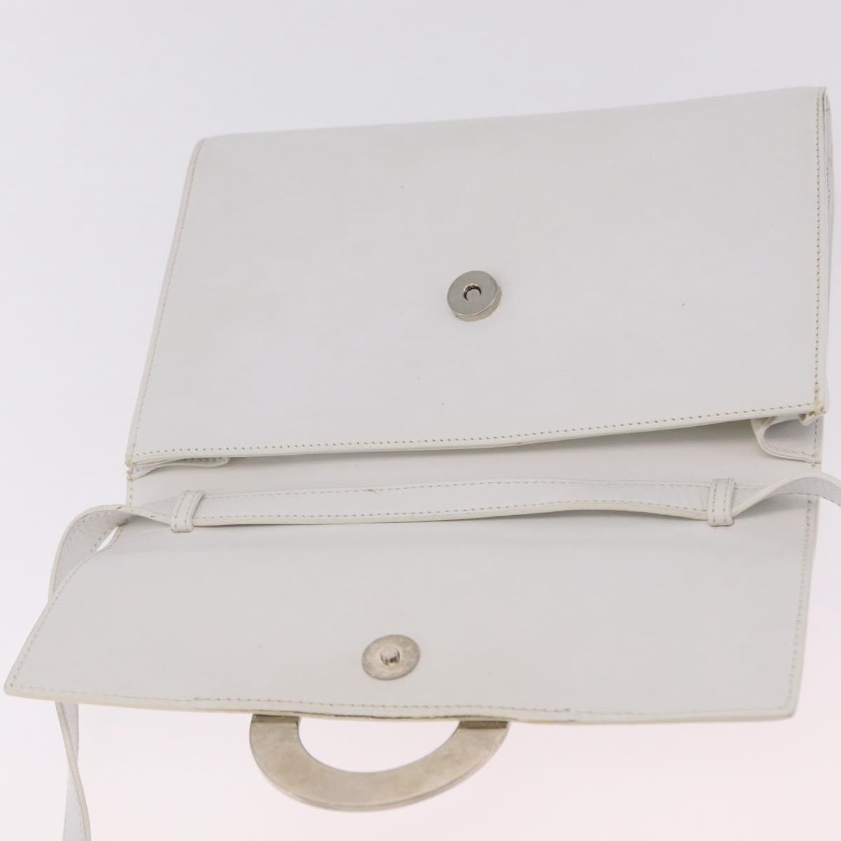 Celine Vintage Circle Logo Leather, White, Leather, Crossbody Bag