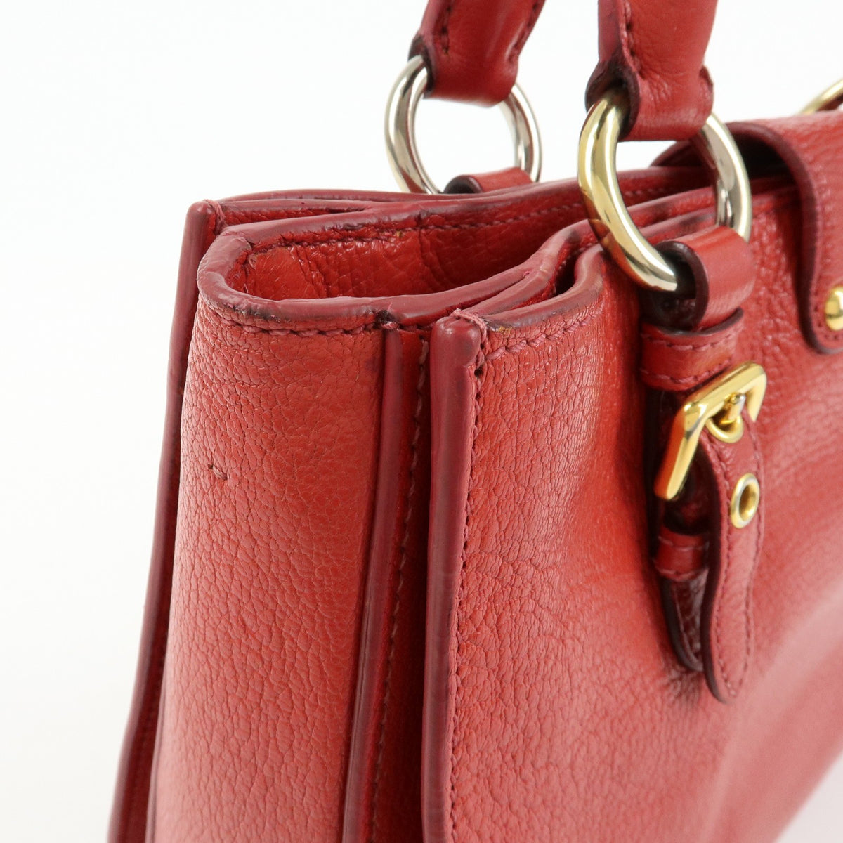 Miu Miu Madras Convertible Lock Leather, Red, Leather, Tote Bag