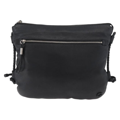 Gucci Braided Strap Zip Messenger Leather, Black, Leather, Crossbody Bag
