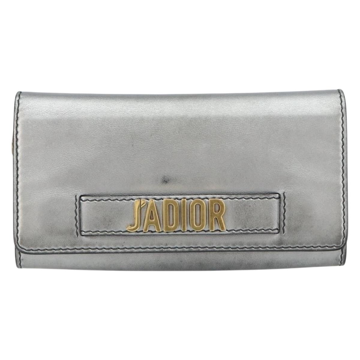 Christian Dior J'Adior Croisiere Chain Leather, Silver, Leather, Clutch