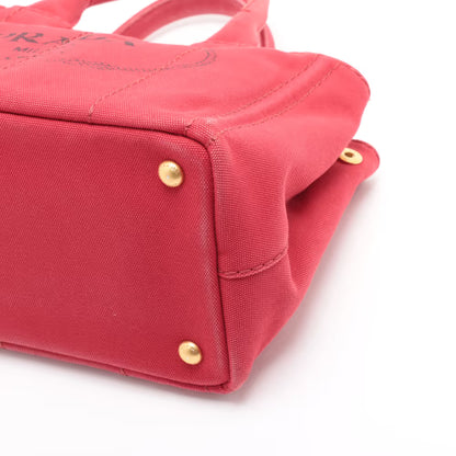 Prada Logo Strap Canapa Tote Jacquard, Red, Canvas, Tote Bag
