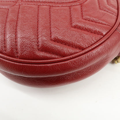 Gucci GG Marmont Round Matelasse Leather, Red, Leather, Shoulder Bag