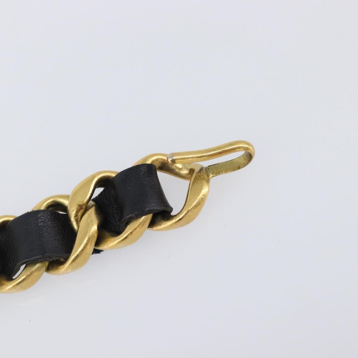 Chanel Vintage Chain Belt Metal and Leather, Black, Leather, Belt