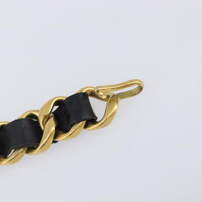 Chanel Vintage Chain Belt Metal and Leather, Black, Leather, Belt