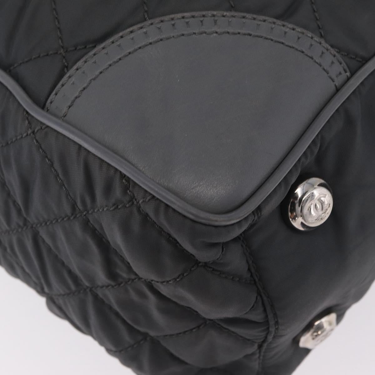 Chanel Vintage CC Quilted Nylon, Gray, Nylon, Tote Bag