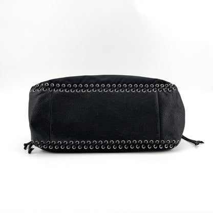 Prada Envelope Flap Bag with Nylon Strap Saffiano with City Calf, Black, Nylon, Handbag