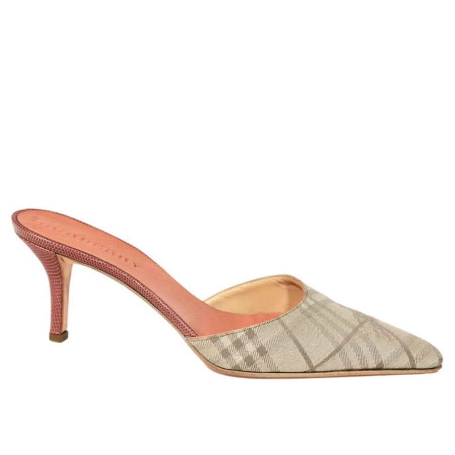 Burberry Mules 40 IT Beige Haymarket Check