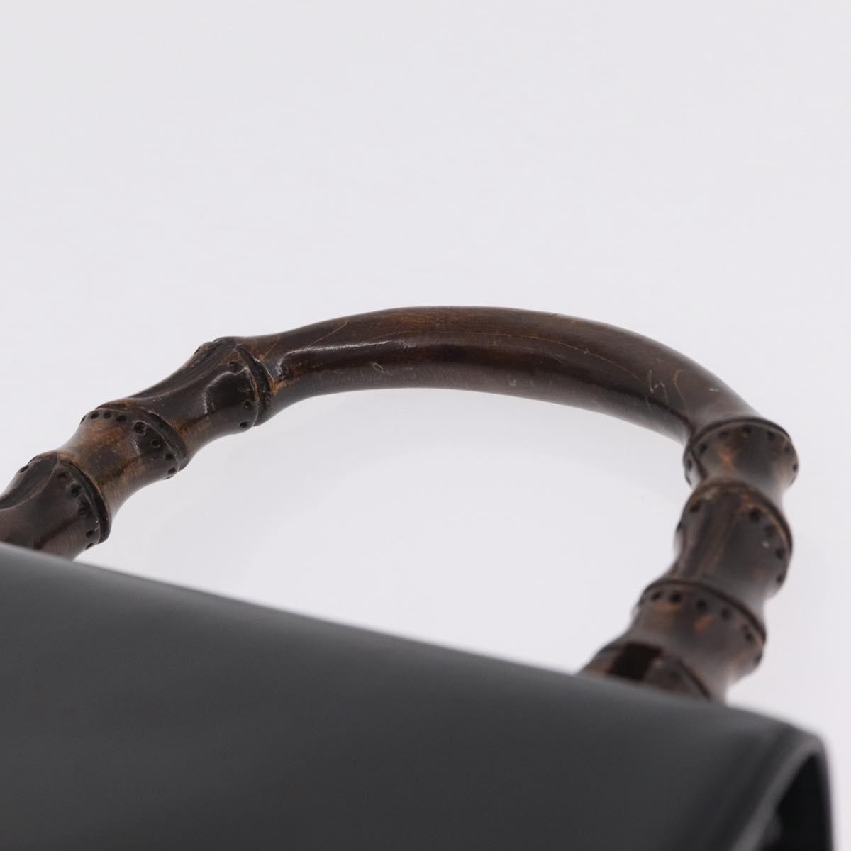 Gucci Vintage Bamboo Top Handle Leather, Black, Leather, Handbag