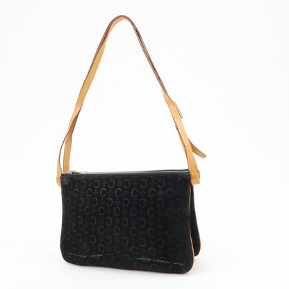 Celine C Macadam Shoulder Suede, Black, Suede, Handbag