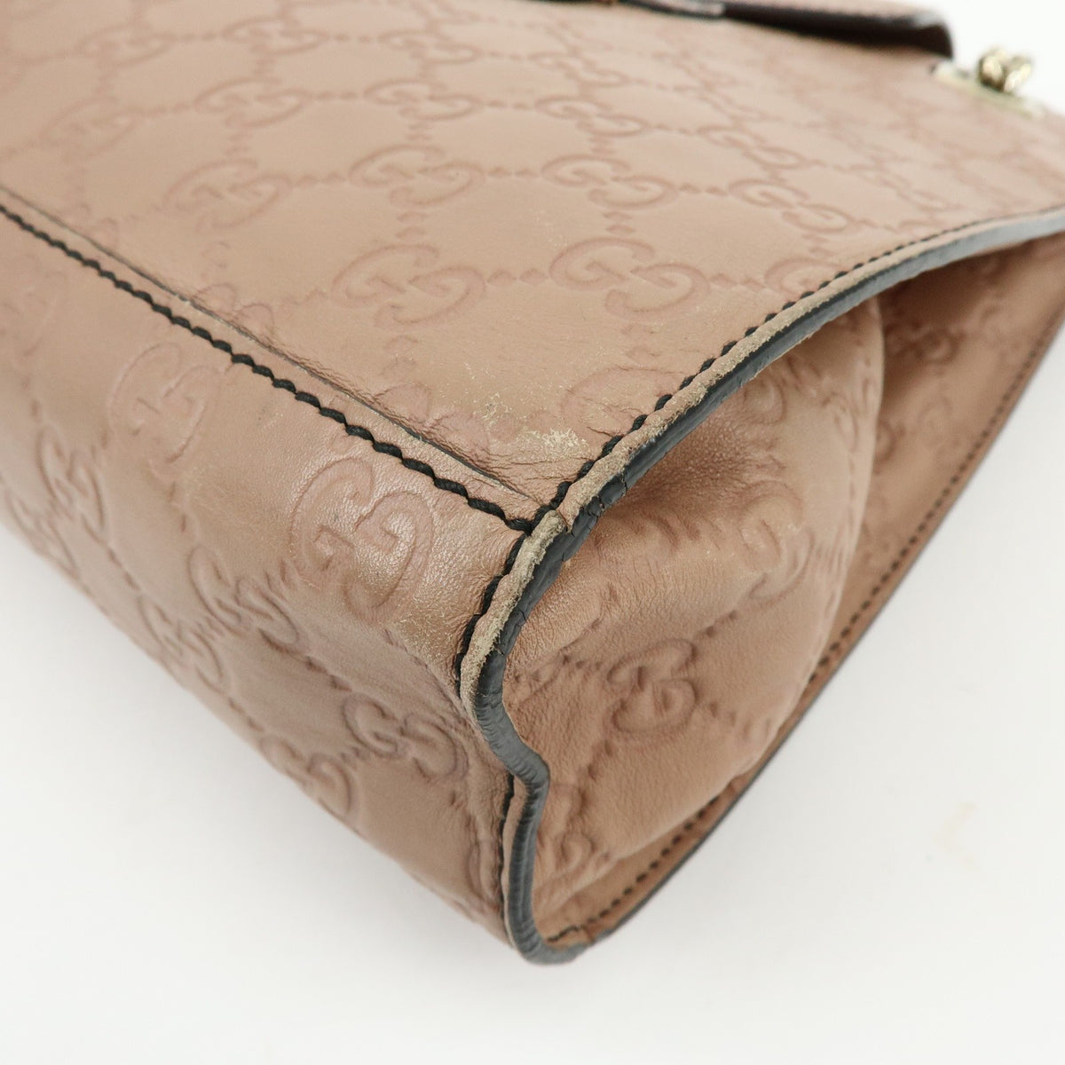 Gucci Emily Chain Flap Guccissima Leather, Pink, Leather, Handbag