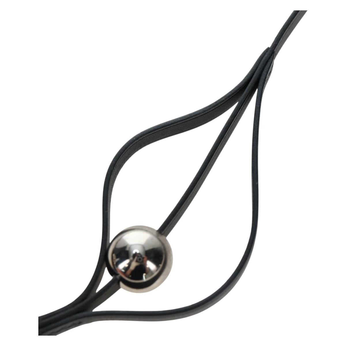 Hermes Météore Leather, Black, Leather, Necklace