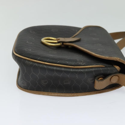 Christian Dior Vintage Honeycomb Flap Canvas and Leather, Black, Canvas, Shoulder Bag