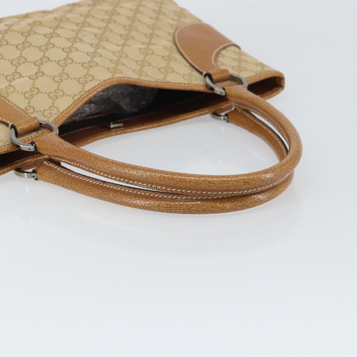 Gucci Vintage Ring Tote GG Canvas with Leather, Beige, Canvas, Tote Bag