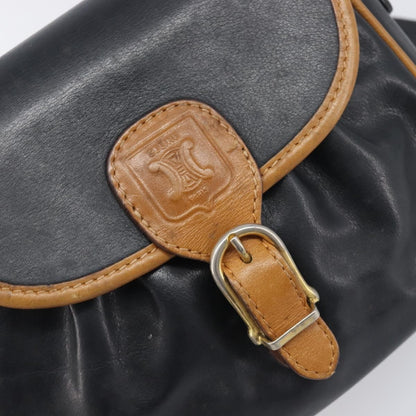 Celine Flap Shoulder Leather, Black, Leather, Shoulder Bag