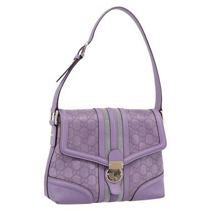 Gucci Web Flap Guccissima, Purple, Leather, Shoulder Bag