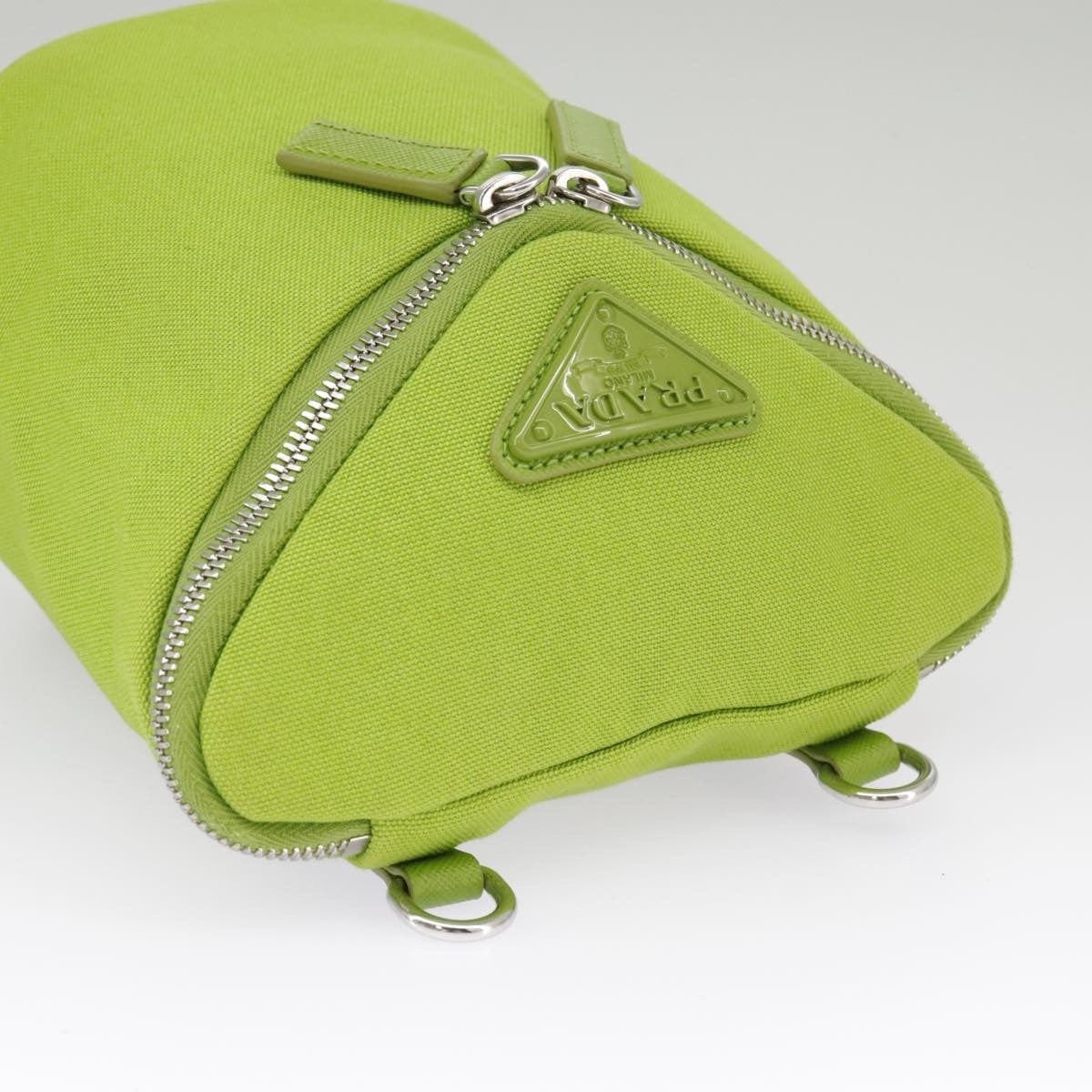 Prada Zipped Triangle Canvas, Green, Canvas, Crossbody Bag