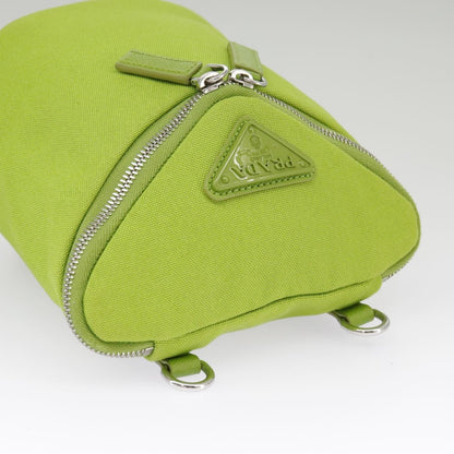 Prada Zipped Triangle Canvas, Green, Canvas, Crossbody Bag